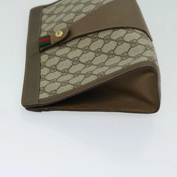 GUCCI GG Supreme Web Sherry Line Clutch Bag PVC Beige Red 89 01 033 Auth 68825 - Picture 5 of 14